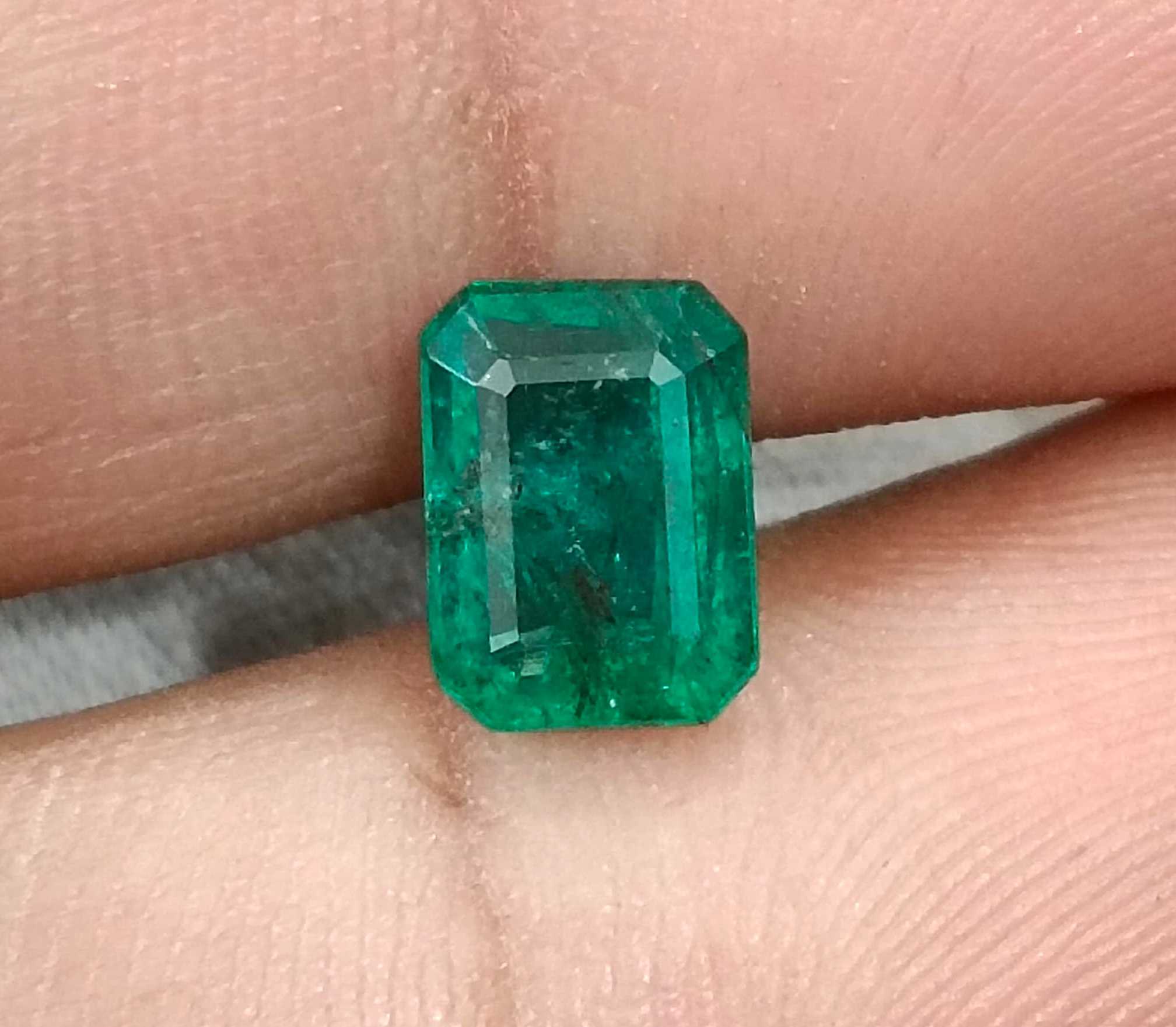 1.98ct Natural certified vivid deep green Zambian emerald octagon cut stone 