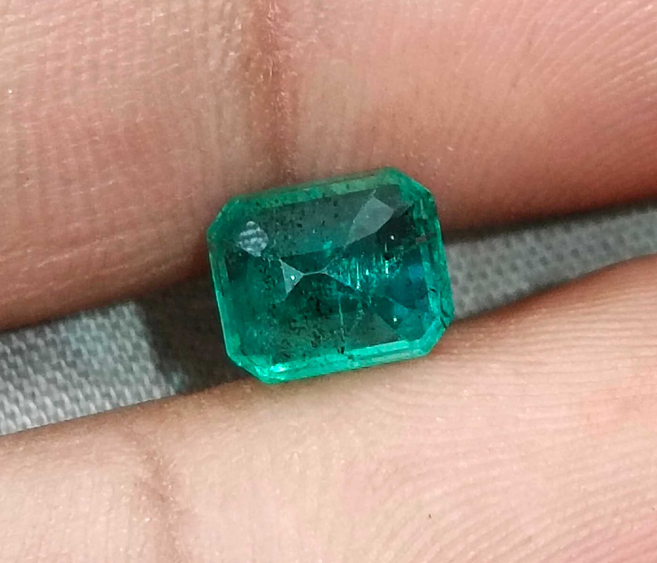 1.80ct Certified natural medium deep green Zambian emerald octagon cut stone 