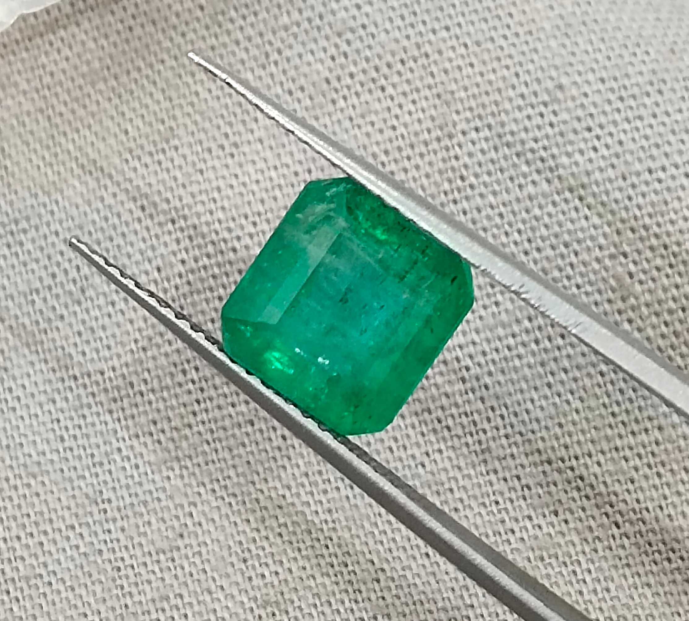 2.97ct GSI certified Zambian emerald medium spring green octagon cut stone