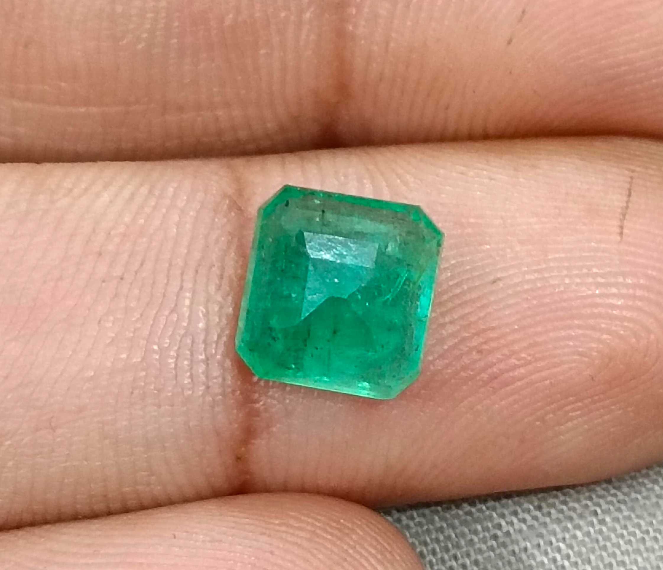 2.97ct GSI certified Zambian emerald medium spring green octagon cut stone